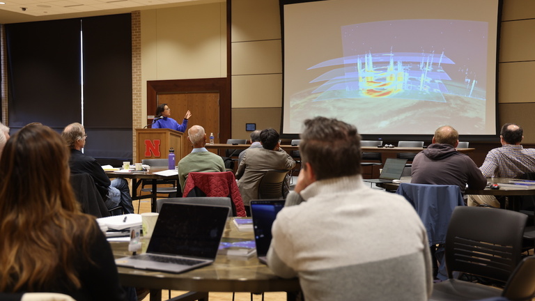 A person presenting at a conference